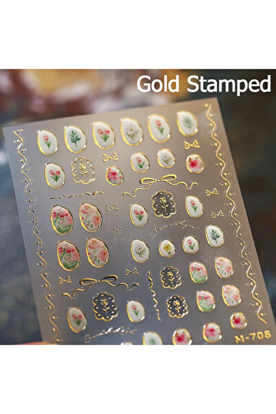 NAILFYOU ملصقات أظافر ذاتية اللصق من الجيلي M708 على شكل زهور توليب مطبوعة با...
