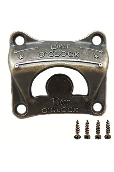 Choice Yellow Bronze x 1pc 1/5/10pcs"Beer O' Clock" Bottle Opener Wall Mounted Retro BBQ DIY Solid Beer Ope