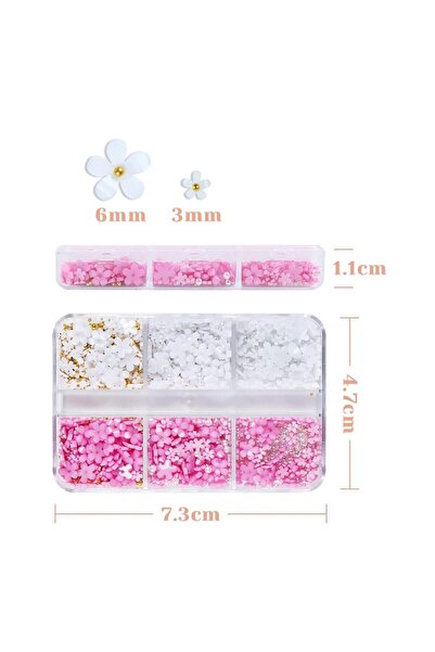 NAILFYOU علبة واحدة تحتوي على 6 قطع من زينة الأظافر ثلاثية الأبعاد بألوان ورد...