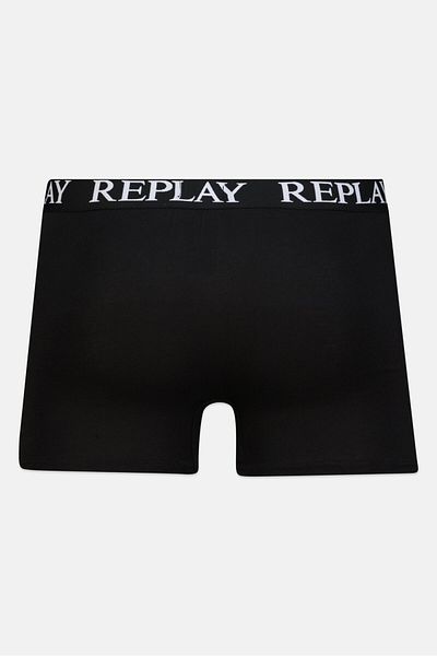 Replay Men 2 Pack Brand Logo Trunk, Black/blue