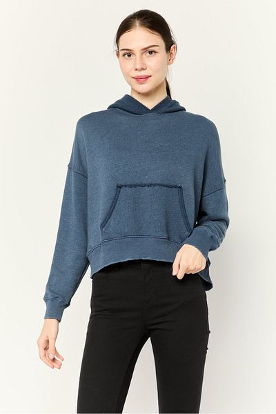 AMERICAN EAGLE Women Long Sleeve Plain Hoodie, Blue