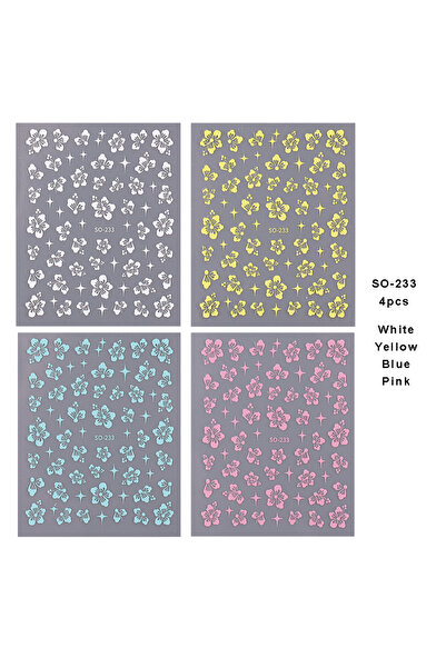 Choice SO-233 4 قطع/مجموعة ملصقات أظافر على شكل زهور الكركديه Y2K Star لاصقة ...