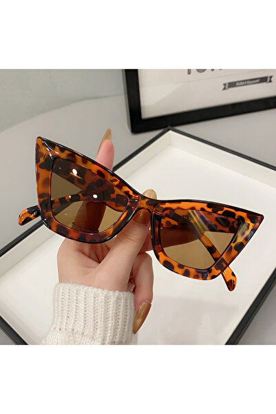 Choice نظارات شمسية مربعة عتيقة بإطار كبير على شكل فهد متعددة الألوان للنساء ...