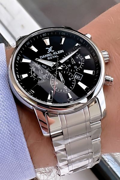Daniel Klein Men's Silver Color Steel Watchband - 3 Atm Waterproof, Natural Stone Bracelet Xdfndkh4581C5X