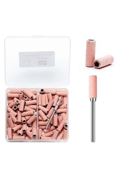 Choice MTMQ27-80pcs-24 80pcs Pink 3mm Mini Nail Sanding Bands Set Pedicure Tools Electric Drill Burr 120# 1