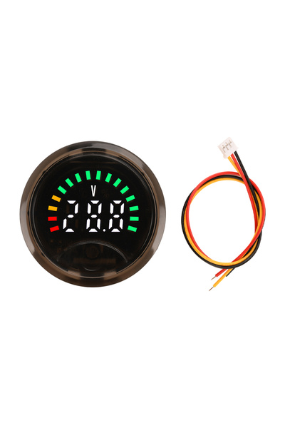 Choice WHITE Mini LED Digital Voltmeter DC DC7-100V Display Round Two-wire Ca...