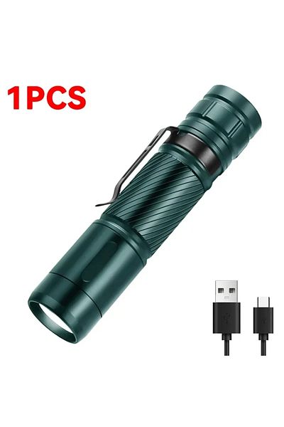 Choice Green(1PCS) BALDR SC8 Powerful LED Flashlight Rechageable Tactical Torch With Pen Clip Super Bright