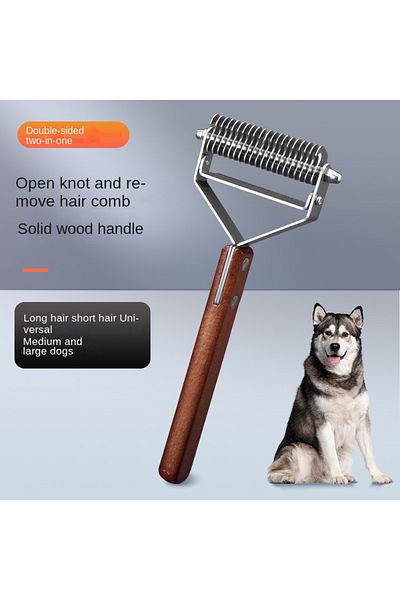 Choice Knotted comb 20 teeth two in one Pet Dog Brush Cat Comb Self Cleaning Pet Hair Remover Brush for Dog