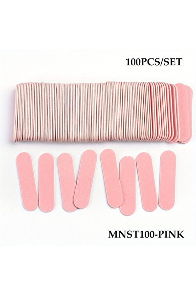 Choice4 مجموعة من 100 قطعة من مبردات الأظافر MNST ثنائية الجوانب باللون الوردي، مجموعة صغيرة من ألواح الصنفرة الخشبية لتلميع الأظافر بالجل