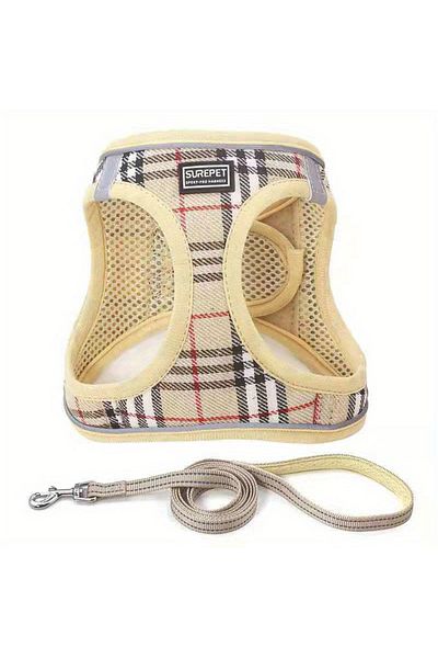 Choice L Yellow Adjustable Reflective Dog Chest Carrier with Attached Leash - A Safe and Comfortable Choice