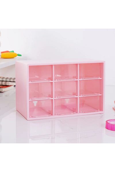 Choice Pink 9 Grid Drawer Organizer Transparent Small Drawer Partitioned Student Desk Wall-mounted Sundries