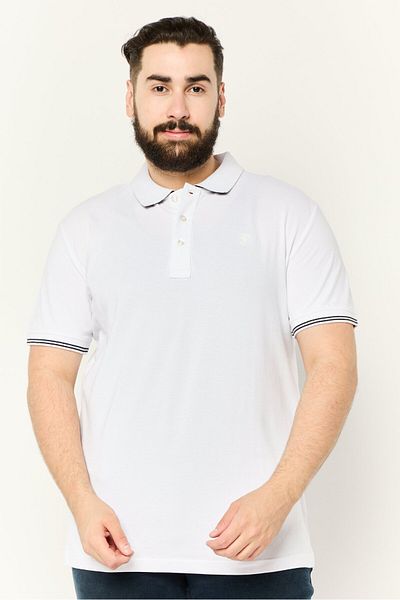 Scuderia Ferrari Men Regular Fit Brand Logo Short Sleeves Polo Shirt, White