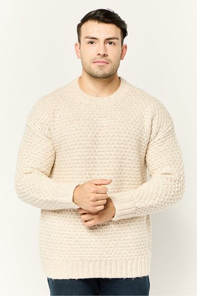 Esprit Men Ribbed Neck Knitted Sweater, Ivory