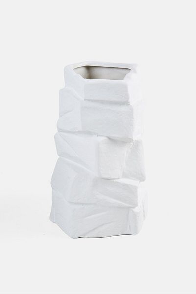 Muy Mucho Decorative Stoneware Flower Vase, White