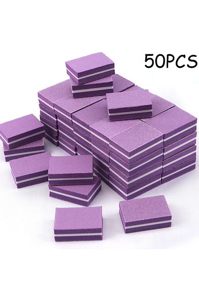 FUMOSIK Purple 50PCS 50Pc Professional Mini Nails Art buffer File 100/180 Sandpaper Manicure Tips Care File