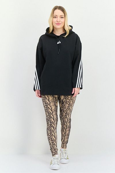 adidas Women Sportswear Fit Long Sleeve Future Icon 3 Stripe Outdoor Sweatshirt, Black/white
