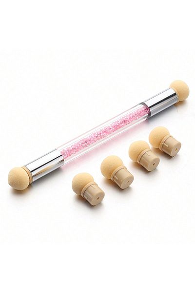 FUMOSIK 02 Double-ended Gradient Shading Pen Dotting Brush Head Sponge Rhinestone Handle Nail Art Painting T