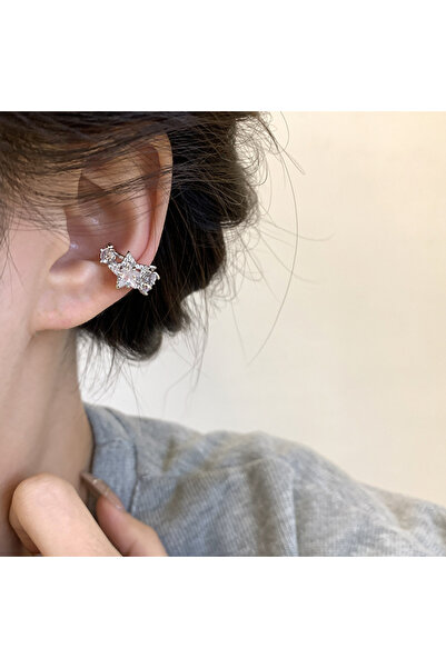 Choice مشبك أذن فضي اللون على شكل نجمة فاخرة خفيفة الوزن ذات مزاج أنثوي فريد ...