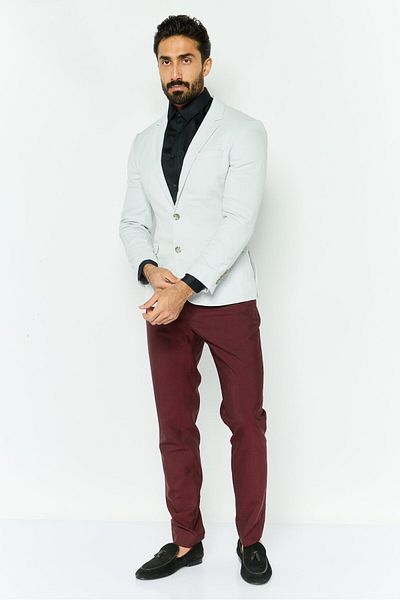 Asos Design Men Slim Fit Solid Formal Blazer, Light Grey