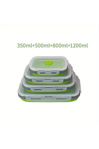 Choice 4pcs 1/4pcs Collapsible Silicone Food Storage Container Stackable Space Saving Lunch Box Microwaveab