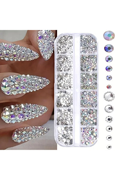 Choice مجموعة أحجار الراين الزجاجية الشفافة AB ذات الظهر المسطح ثلاثية الأبعا...