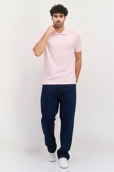 GAP Men Regular Fit Plain Short Sleeves Polo, Pink