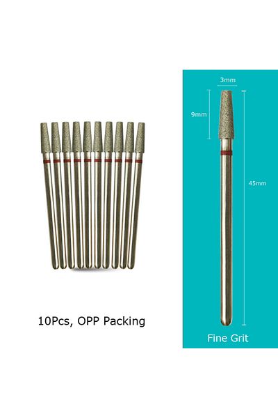 Choice BM0309D-F(D) HYTOOS 10pcs/pack 3*9mm Tapered Diamond Cuticle Bit 3/32 Nail Drill Bits Manicure Drill