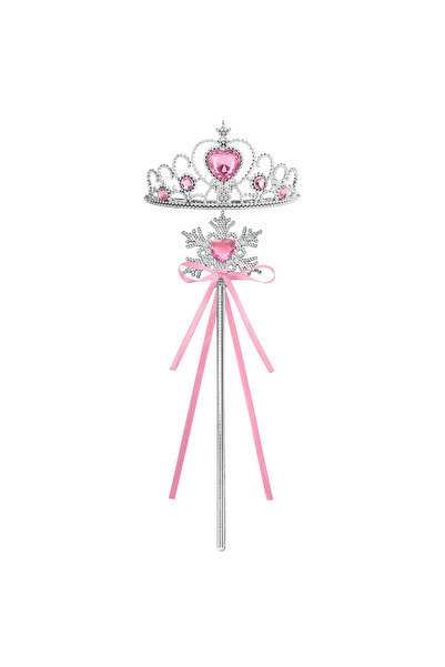 Choice مجموعة تاج وعصا سحرية للأطفال من PinkSnowflake04 مرصعة بأحجار الراين مع رأس كريستال لامع