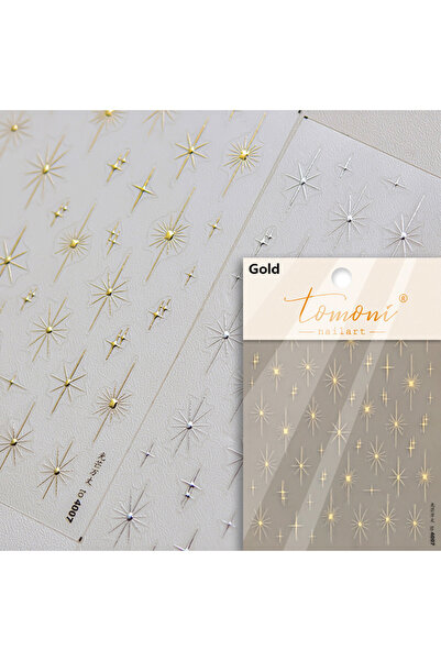 NAILFYOU TO4007XTJ ذهبي فضي لامع وردي لامع نجوم برونزية أحجار الراين البارزة