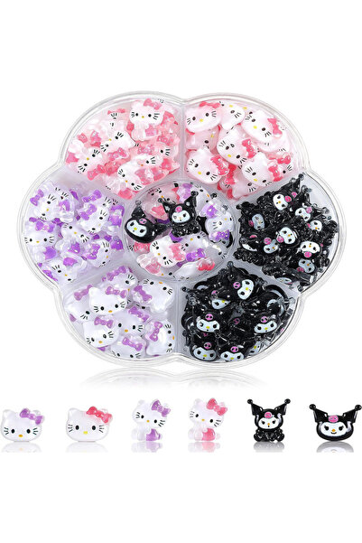 Choice مجموعة من 4 (70 قطعة) 70 قطعة من زينة أظافر كاواي من القماش على شكل ها...