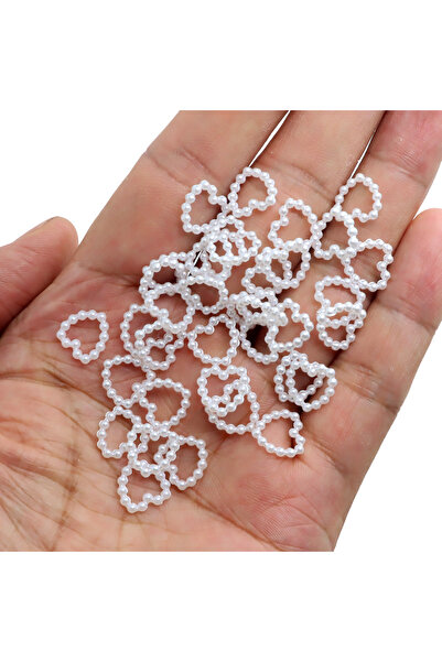 Choice 100 قطعة من لؤلؤات الأظافر على شكل قلب أبيض مقاس 10 مم، لؤلؤ أكريليك ث...