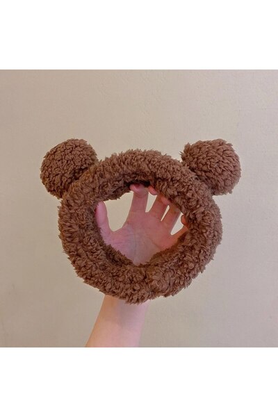 Choice1 BROWN Cute Bear Hair Band Women's Face Wash Facial Mask Makeup Headwear Plush Hair Band Anti Slip Ha