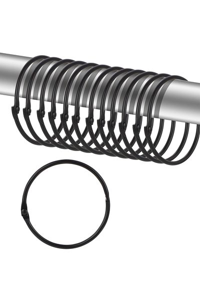 Choice Black 12pcs Metal Curtain Rings Hanging Hooks For Curtains Rods Pole Voile Heavy Duty Rings Fit Up T