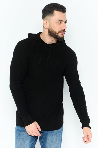 Michael Kors Men Hooded Embroidered Logo Sweater, Black
