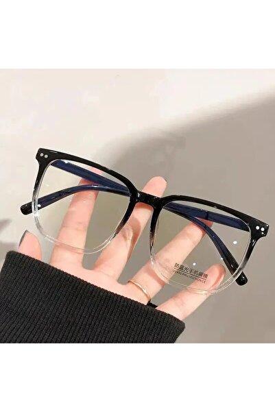 Choice نظارات كمبيوتر شفافة دائرية باللون الأسود المتدرج بإطار نظارات للنساء والرجال مضادة للضوء الأزرق