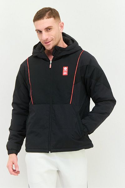 adidas Men Sportswear Fit Outdoor Puffer Jacket, Black/red