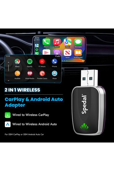 Choice Spedal 2-in-1 Wired to Wireless CarPlay Adapter & Android Auto Wireless Adapter Plug & Play