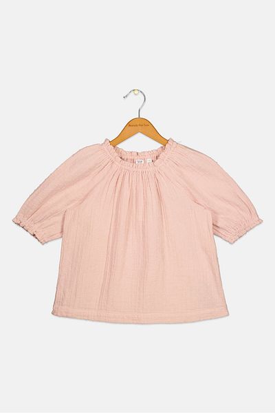 GAP Kids Girl Textured Short Sleeve Top, Light Pink