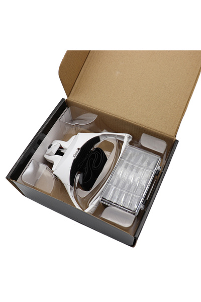 Choice1 عدسات مكبرة بيضاء بخمس عدسات مزودة بإضاءة LED ومصباح وعصابة رأس ومكبر لتطعيم الرموش الصناعية