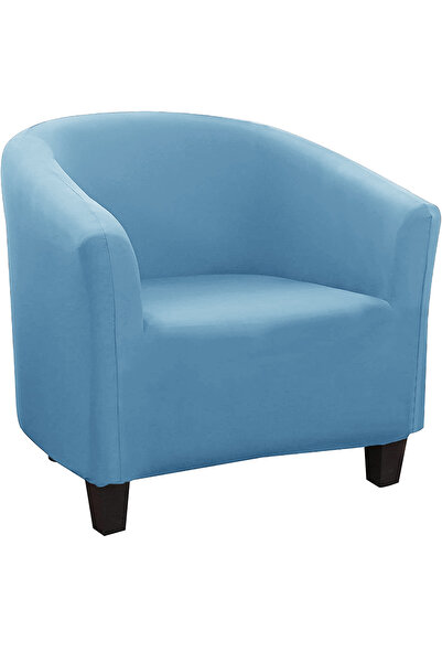 Choice Sky Blue Stretch Club Chair Slipcover Spandex Barrel Chair Covers Prin...