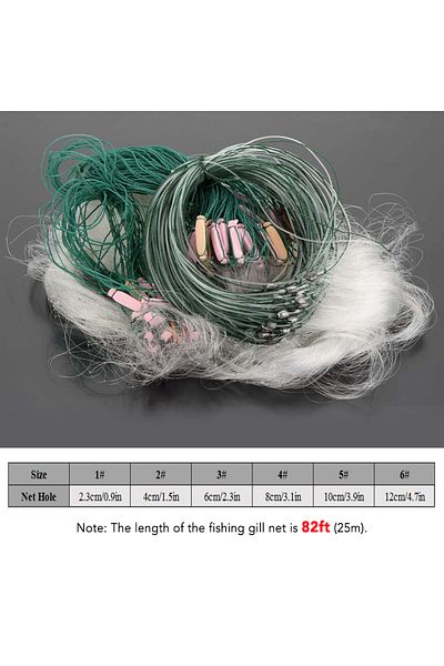 Choice Size 2 Lixada 25m 3 Layers Fish Net Monofilament Fishing Fish Gill Net with Float Lightweight Fishin