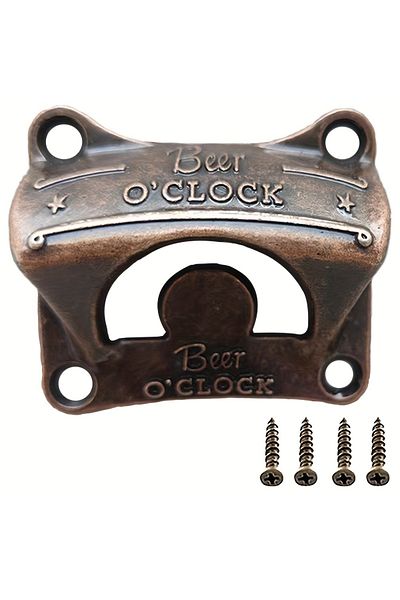 Choice Red Copper x 1pc 1/5/10pcs"Beer O' Clock" Bottle Opener Wall Mounted Retro BBQ DIY Solid Beer Opener