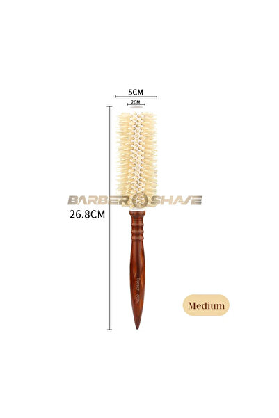 Choice فرشاة تجعيد الشعر متوسطة الحجم بثلاثة أحجام، فرشاة شعر خشبية مستديرة مضادة للكهرباء الساكنة لتصفيف الشعر من النايلون وB