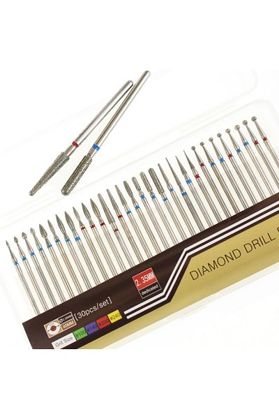 Choice SET7 30pcs/Set Diamond Burrs Nail Dill Bit Milling Cutter for Manicure Grinding Bits Nail Art Tools