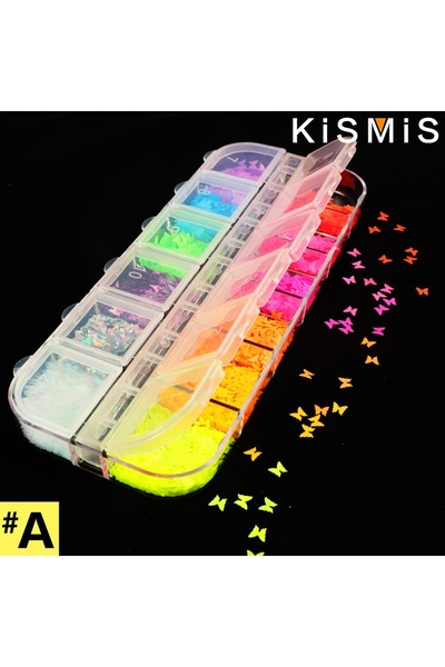 Choice علبة واحدة من رقائق طلاء الأظافر اللامعة على شكل فراشة فلورية ثلاثية ا...