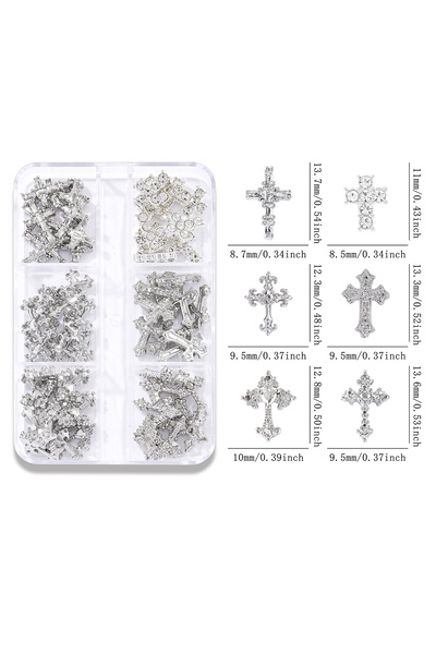 Choice 30 قطعة من زينة الأظافر المصنوعة من الذهب والفضة بتصميم صليب عتيق على ...