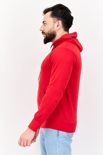 fleece factory Men Long Sleeves Solid Hoodie, Red
