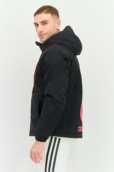 adidas Men Sportswear Fit Outdoor Puffer Jacket, Black/red