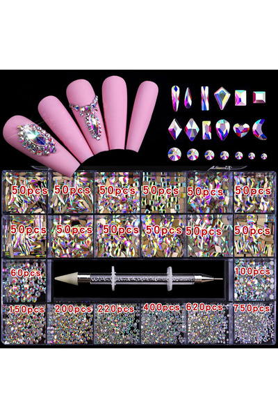 Choice أحجار الراين المختلطة من 21 شبكة AB، صندوق أحجار الراين المختلطة من 21...