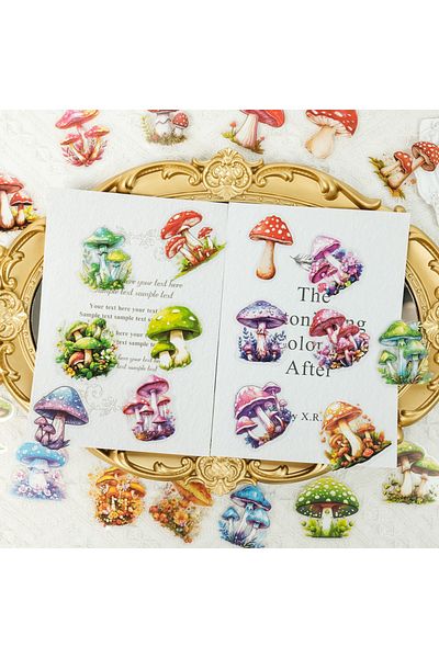 Choice 50 PCS Various Mushroom PET Stickers Creative Mushroom Theme Decorative Stickers Waterproof Retro...